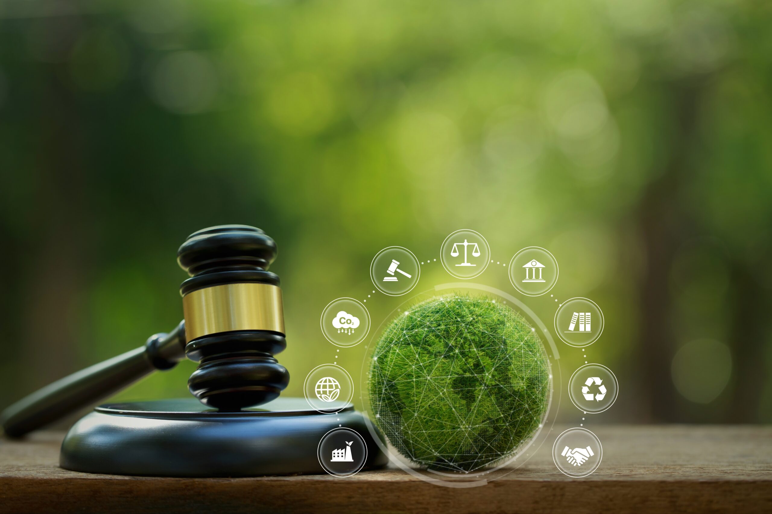 Environment,Law.carbon,Credit,Law.,Gavel,And,Green,Globe,With,Environment